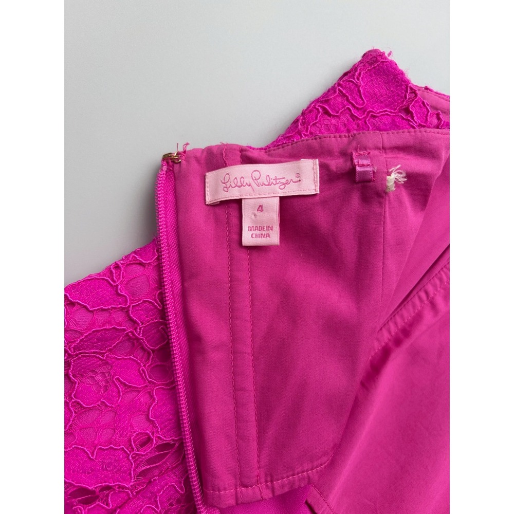 Lilly Pulitzer Women's Pink Floral Lace Strapless Dress Size 4 Cocktail Party - Picture 3 of 7